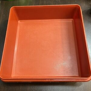 Vintage Tupperware‎ Square Container *NO LID* 9.5x3.25" Orange 3470 USA